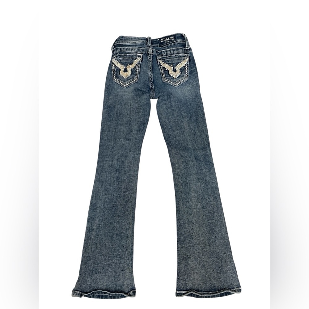 Grace in LA Bootcut Western Cowgirl Blue Denim Stretch Jeans Girl’s Size 8